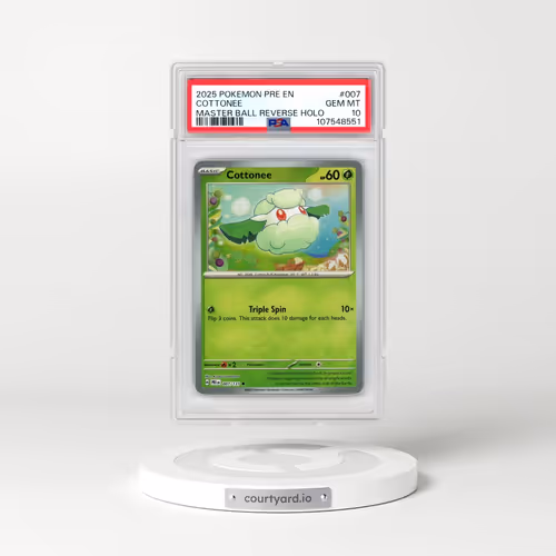 2025 Pokémon Pre EN-Prismatic Evolutions #007 Cottonee - Reverse Holo Master Ball (PSA 10 GEM MINT)