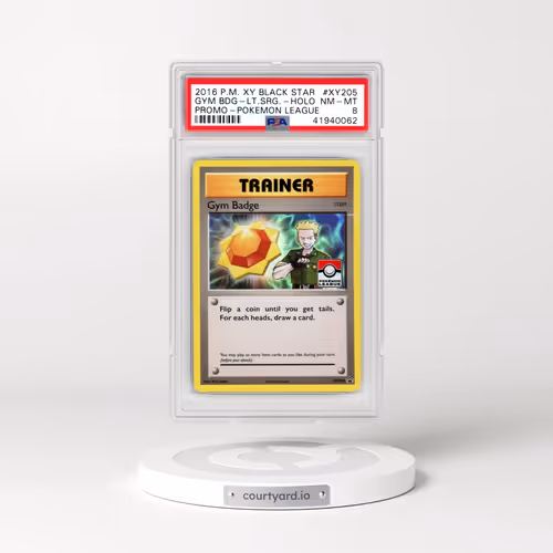 2016 Pokémon XY Black Star Promo #XY205 Gym Badge-LT. Surge - Holo Pokemon League (PSA 8 NM-MT)