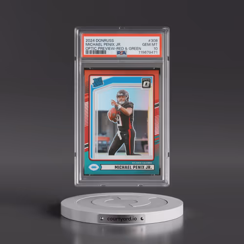 2024 Panini Donruss #308 Michael Penix Jr. - Optic Preview-Red & Green (PSA 10 GEM MINT)