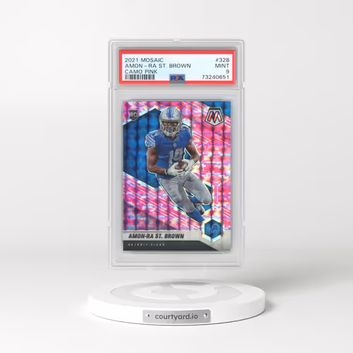 2021 Panini Mosaic #328 Amon-RA St. Brown - Camo Pink (PSA 9 MINT)