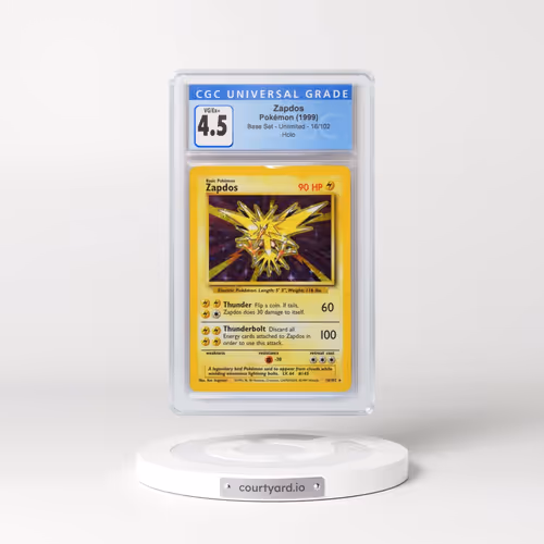 1999 Base Set #16/102 Zapdos - Holo (CGC 4.5 VG-EX+)