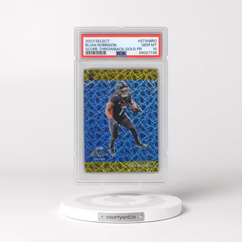 2023 Panini Select Score Select Throwback #STWBRO Bijan Robinson - Gold Prizm (PSA 10 GEM MINT)
