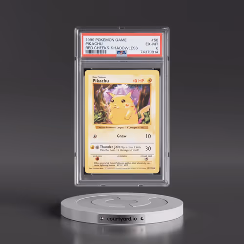 1999 Pokémon Game #58 Pikachu - Shadowless Red Cheeks (PSA 6 EX-MT)