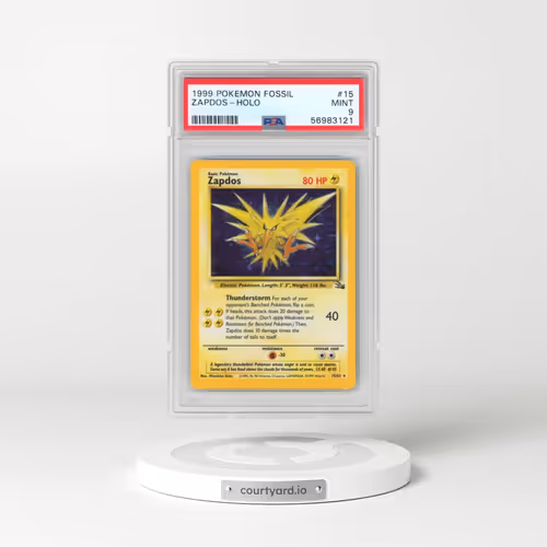 1999 Pokémon Fossil #15 Zapdos - Holo (PSA 9 MINT)