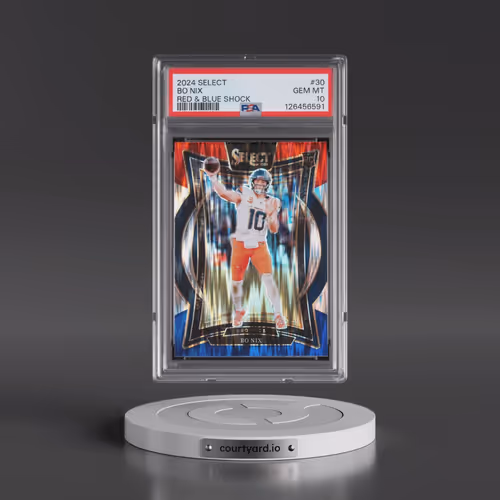 2024 Panini Select #30 Bo Nix - Red & Blue Shock (PSA 10 GEM MINT)