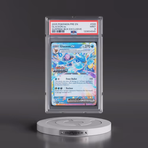 2025 Pokémon Pre EN-Prismatic Evolutions #026 Glaceon EX - Holo Surprise Box Exclusive (PSA 9 MINT)