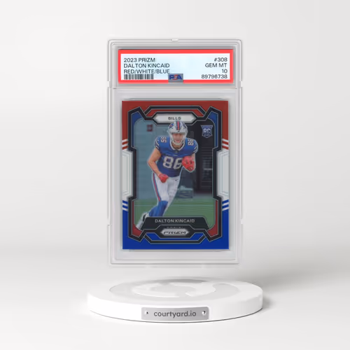 2023 Panini Prizm #308 Dalton Kincaid - Red/White/Blue Prizm (PSA 10 GEM MINT)