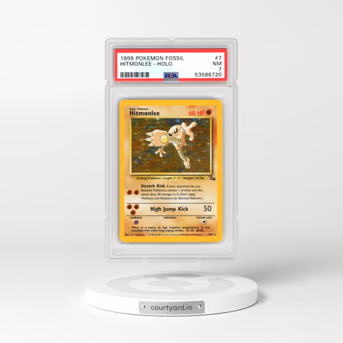 1999 Pokémon Fossil #7 Hitmonlee - Holo (PSA 7 NM)