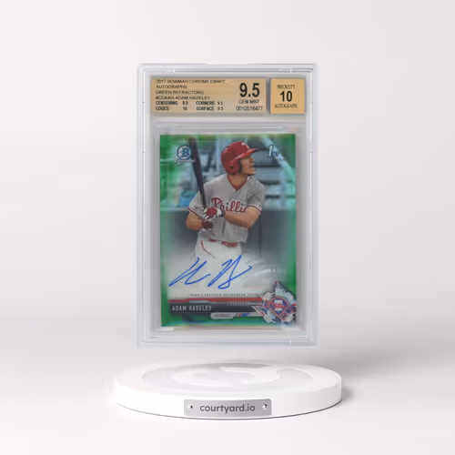 2017 Bowman Draft Chrome Draft Picks Autographs #CDAAH Adam Haseley - Green Refractor (BGS 9.5 GEM M