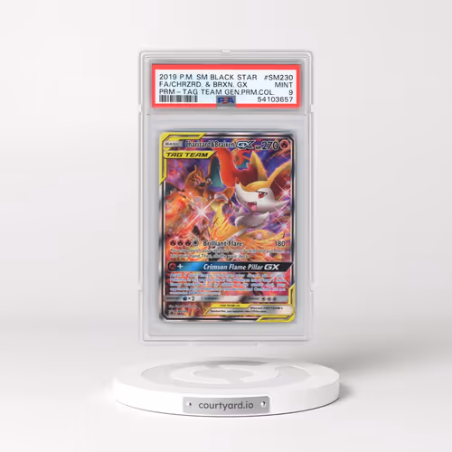 2019 Pokémon SM Black Star Promo #SM230 Charizard & Braixen GX - Holo Full Art Tag Team Generations