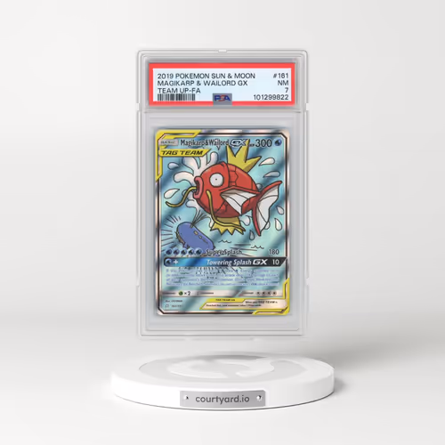 2019 Pokémon Sun & Moon Team Up #161 Magikarp & Wailord GX - Holo Full Art (PSA 7 NM)