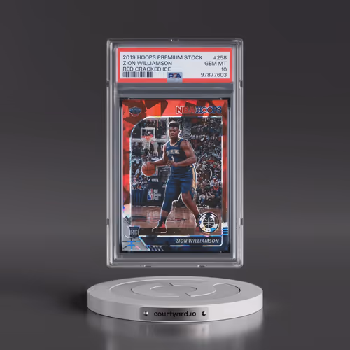 2019 Panini Hoops Premium Stock #258 Zion Williamson - Red Cracked Ice (PSA 10 GEM MINT)