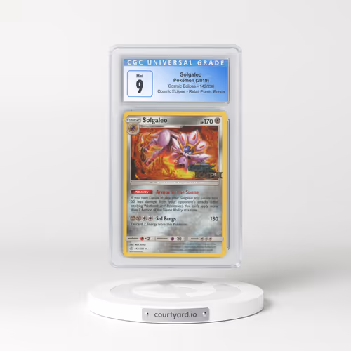2019 Cosmic Eclipse #142/236 Solgaleo - Cosmic Eclipse Stamp Retailer Purchase Bonus (CGC 9 MINT)