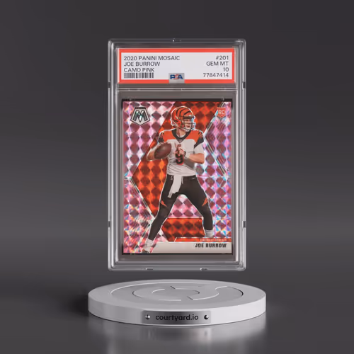 2020 Panini Mosaic #201 Joe Burrow - Camo Pink (PSA 10 GEM MINT)