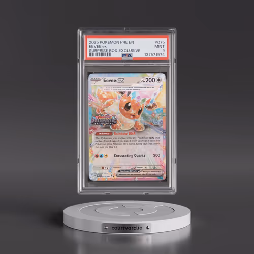 2025 Pokémon Pre EN-Prismatic Evolutions #075 Eevee EX - Holo Surprise Box Exclusive (PSA 9 MINT)