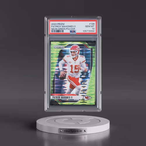 2024 Panini Prizm #138 Patrick Mahomes II - Neon Green Pulsar (PSA 10 GEM MINT)