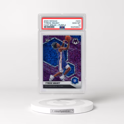 2020 Panini Mosaic #203 Tyrese Maxey - Fast Break-Purple (PSA 10 GEM MINT)