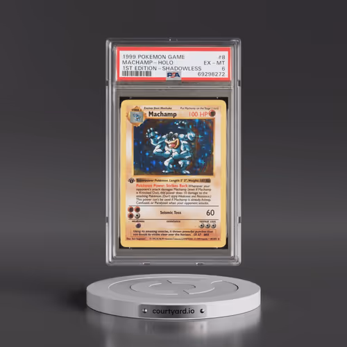 1999 Pokémon Game #8 Machamp - 1st Edition Holo Shadowless (PSA 6 EX-MT)