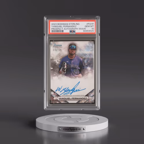 2023 Bowman Sterling Prospect Autographs #PAYF Yanquiel Fernandez - Wave Refractor (PSA 10 GEM MINT)