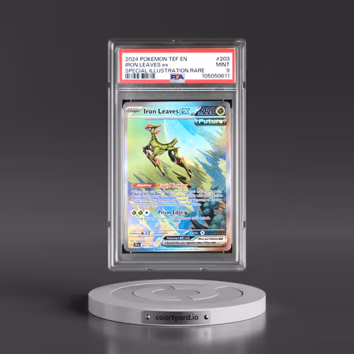 2024 Pokémon Tef EN-Temporal Forces #203 Iron Leaves EX - Holo Special Illustration Rare (PSA 9 MINT)