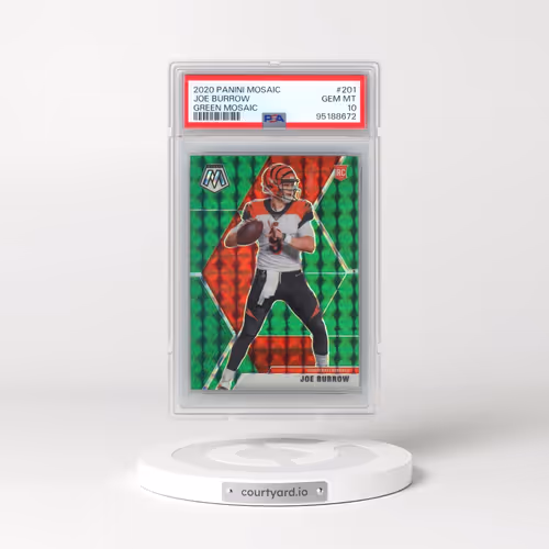 2020 Panini Mosaic #201 Joe Burrow - Green Mosaic (PSA 10 GEM MINT)