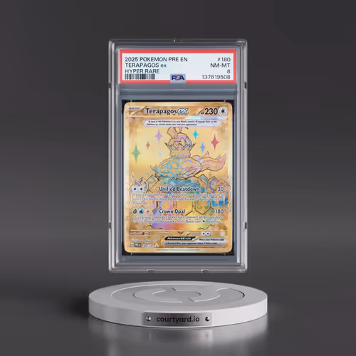 2025 Pokémon Pre EN-Prismatic Evolutions #180 Terapagos EX - Holo Hyper Rare (PSA 8 NM-MT)