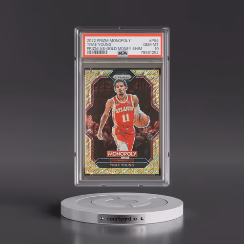 2022 Panini Prizm Monopoly Prizm All-Stars #PS4 Trae Young - Gold Money Shimmer (PSA 10 GEM MINT)