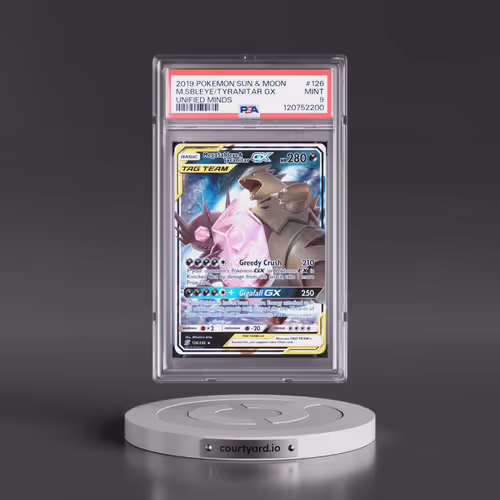 2019 Pokémon Sun & Moon Unified Minds #126 Mega Sableye & Tyranitar GX - Holo (PSA 9 MINT)