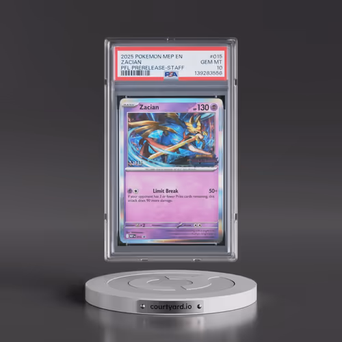2025 Pokémon Mep EN-Me Black Star Promo #015 Zacian - Phantasmal Flames Prerelease-Staff (PSA 10 GEM
