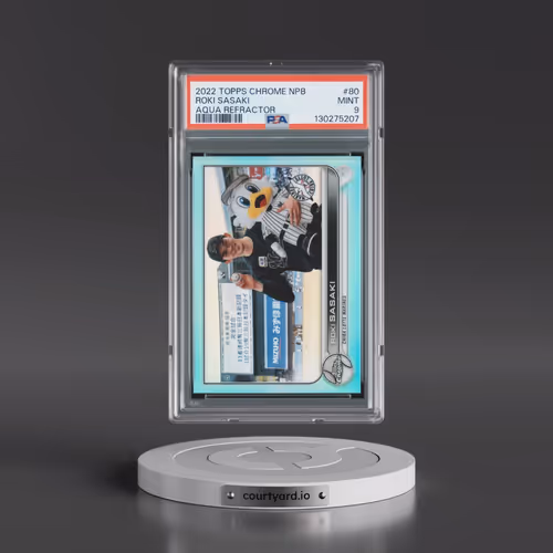 2022 Topps Chrome Nippon Professional Baseball #80 Roki Sasaki - Aqua Refractor (PSA 9 MINT)