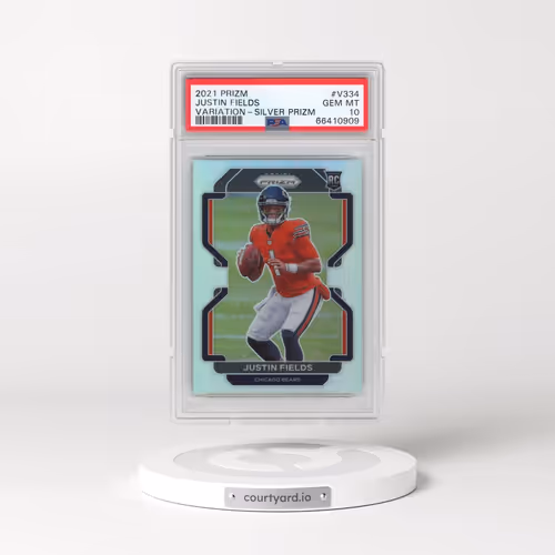 2021 Panini Prizm #V334 Justin Fields - Variation-Silver Prizm (PSA 10 GEM MINT)