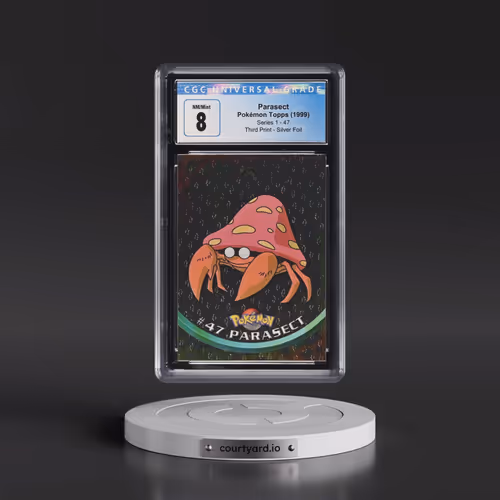 1999 Series 1 (Oval Nintendo Seal) #47 Parasect - Third Print (Black Logo) Silver Foil (Flames and T