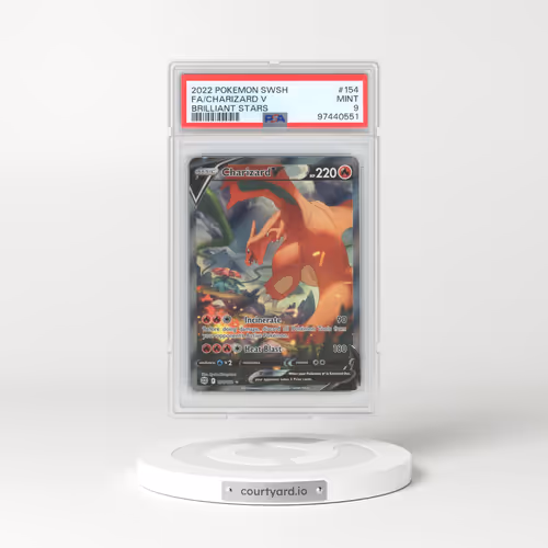 2022 Pokémon Sword & Shield Brilliant Stars #154 Charizard V - Holo Full Art (PSA 9 MINT)