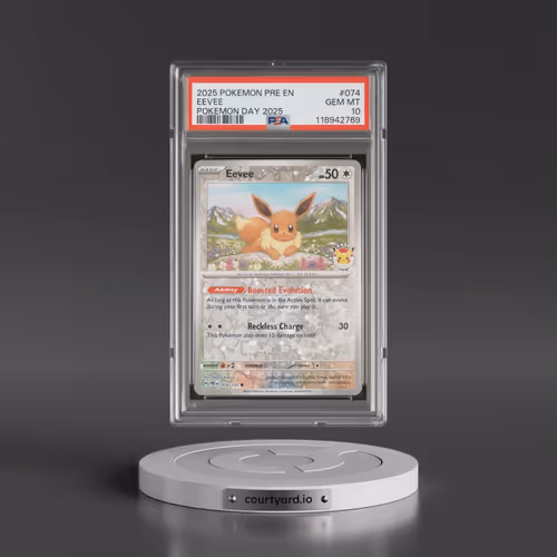 2025 Pokémon Pre EN-Prismatic Evolutions #074 Eevee - Pokemon Day 2025 (PSA 10 GEM MINT)