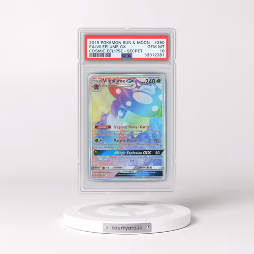 2019 Pokémon Sun & Moon Cosmic Eclipse #250 Vileplume GX - Holo Full Art Secret (PSA 10 GEM MINT)