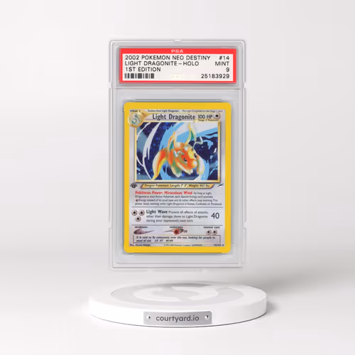 2002 Pokémon Neo Destiny #14 Light Dragonite - 1st Edition Holo (PSA 9 MINT)