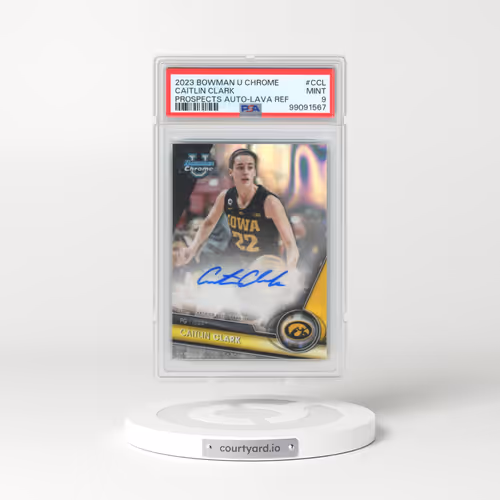 2023 Bowman University Chrome Bowman Chrome Prospects Autographs #CCL Caitlin Clark - Lava Refractor (PSA 9 MINT)