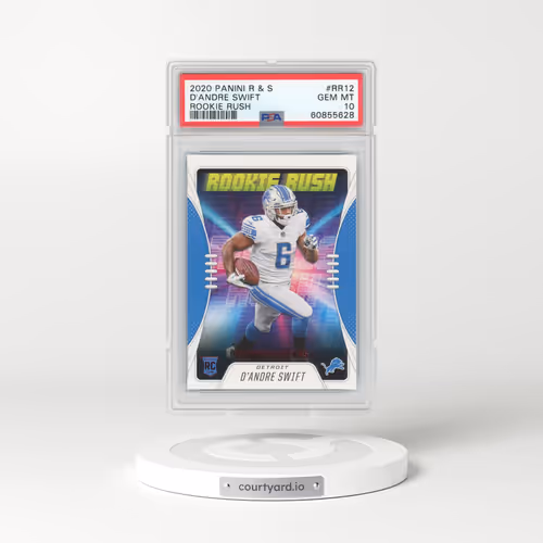 2020 Panini Rookies & Stars Rookie Rush #RR12 D'Andre Swift (PSA 10 GEM MINT)