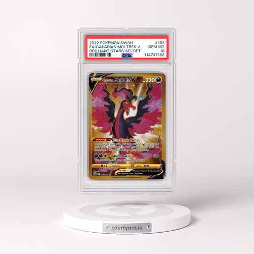 2022 Pokémon Sword & Shield Brilliant Stars #183 Galarian Moltres V - Holo Full Art Secret (PSA 10 G