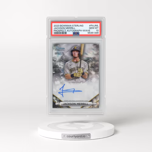 2023 Bowman Sterling Prospect Autographs #PAJML Jackson Merrill - Wave Refractor (PSA 10 GEM MINT)
