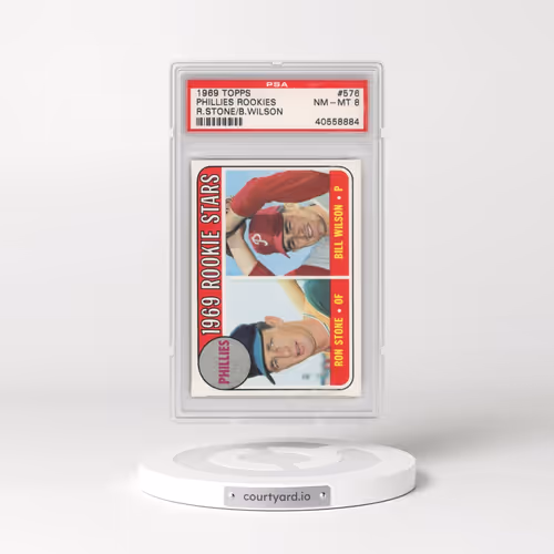 1969 Topps #576 Phillies Rookies - R.Stone/B.Wilson (PSA 8 NM-MT)
