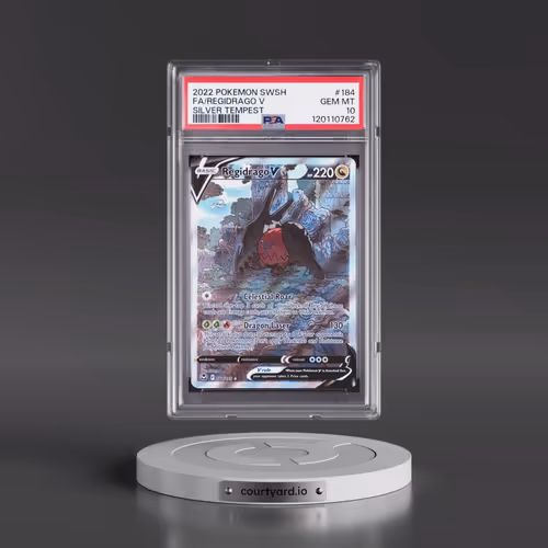 2022 Pokémon Sword & Shield Silver Tempest #184 Regidrago V - Holo Full Art (PSA 10 GEM MINT)