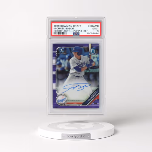 2019 Bowman Draft Chrome Draft Picks Autograph #CDAMB Michael Busch - Purple Refractor (PSA 9 MINT)