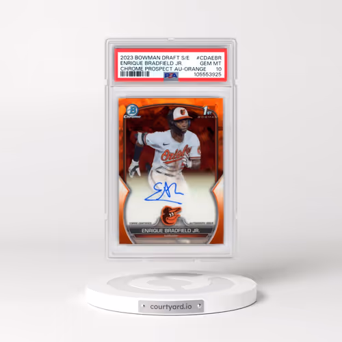 2023 Bowman Draft Sapphire Edition Chrome Prospect Autographs #CDAEBR Enrique Bradfield Jr. - Orange (PSA 10 GEM MINT)