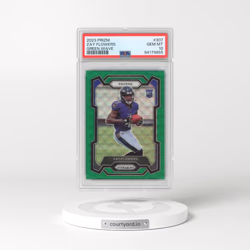 2023 Panini Prizm #307 Zay Flowers - Green Wave (PSA 10 GEM MINT)