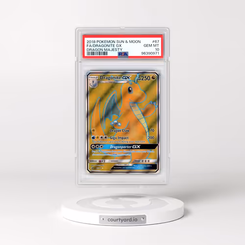 2018 Pokémon Sun & Moon Dragon Majesty #67 Dragonite GX - Holo Full Art (PSA 10 GEM MINT)