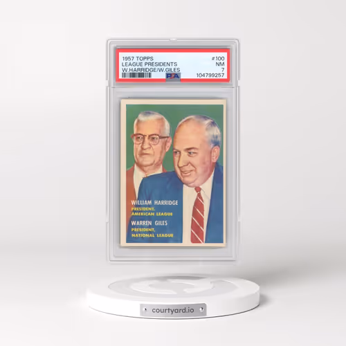 1957 Topps #100 League Presidents - W.Harridge/W.Giles (PSA 7 NM)