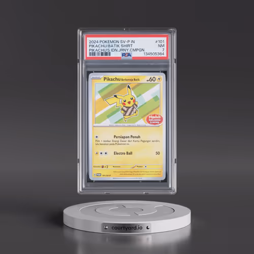2024 Pokémon SV-P Promo #101 Pikachu in Batik Shirt - Pikachu's Indonesia Journey Campaign (PSA 7 NM