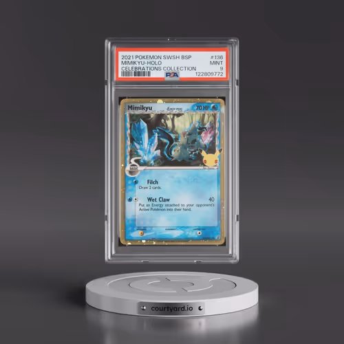 2021 Pokémon Swsh Black Star Promo #136 Mimikyu - Holo Celebrations Collection (PSA 9 MINT)