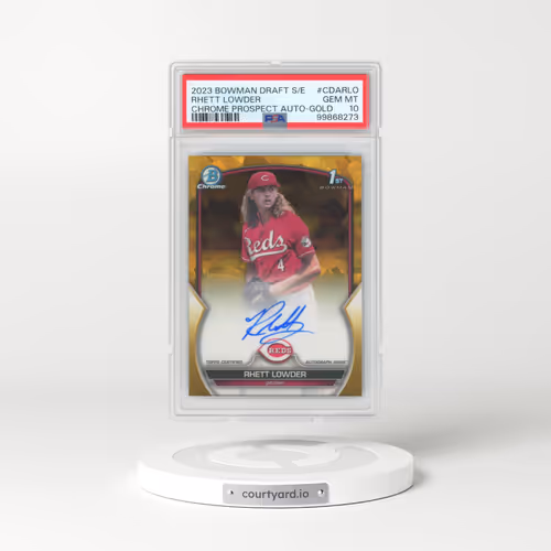 2023 Bowman Draft Sapphire Edition Chrome Prospect Autographs #CDARLO Rhett Lowder - Gold (PSA 10 GEM MINT)